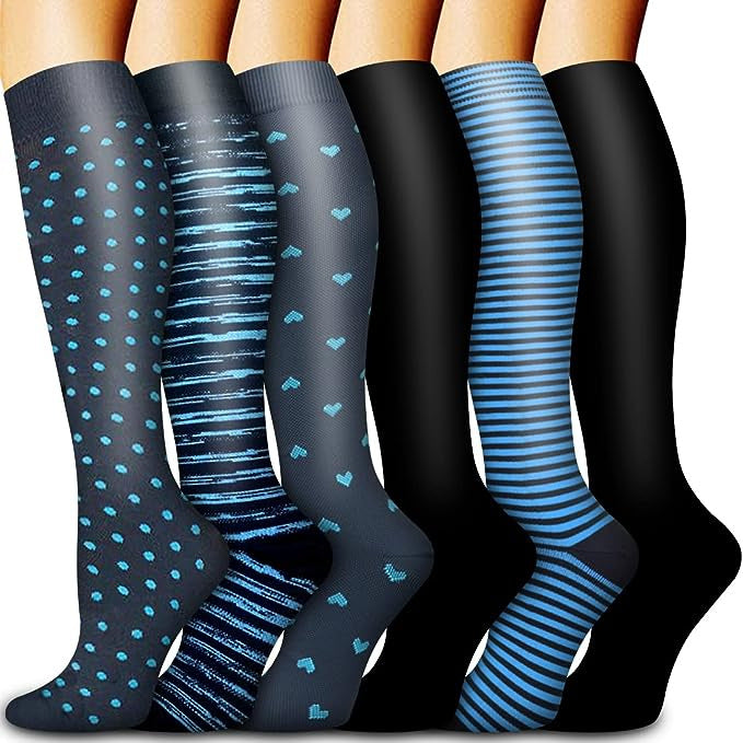 BUY 3 PAIRS GET 3 FREE - Blue Heart Stripes Bundle